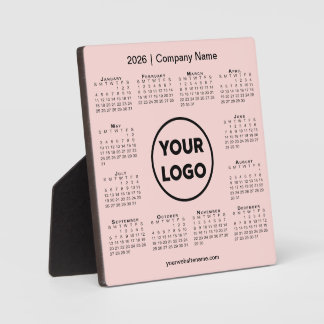2026 Calendar Company Logo Pink Business Plaque