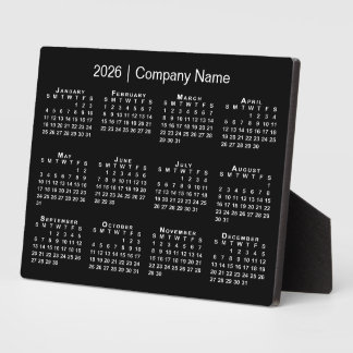 2026 Calendar Company Name Black Desktop Plaque