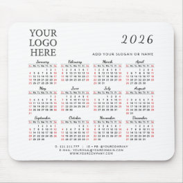 2026 Calendar Corporate Custom Business Logo Mouse Pad