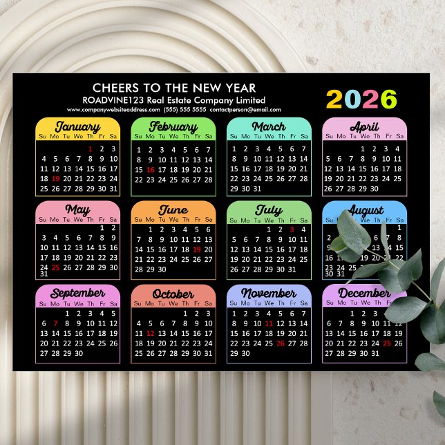 2026 Calendar Corporate Modern Black Magnetic Card (Creator Uploaded)
