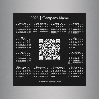 2026 Calendar Custom Business QR Code Black Magnet