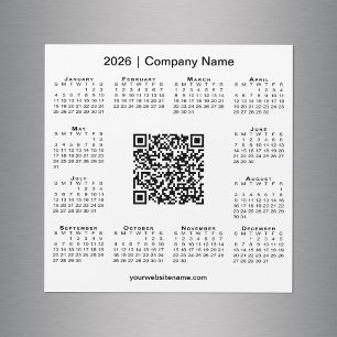 2026 Calendar Custom Business QR Code White Magnet