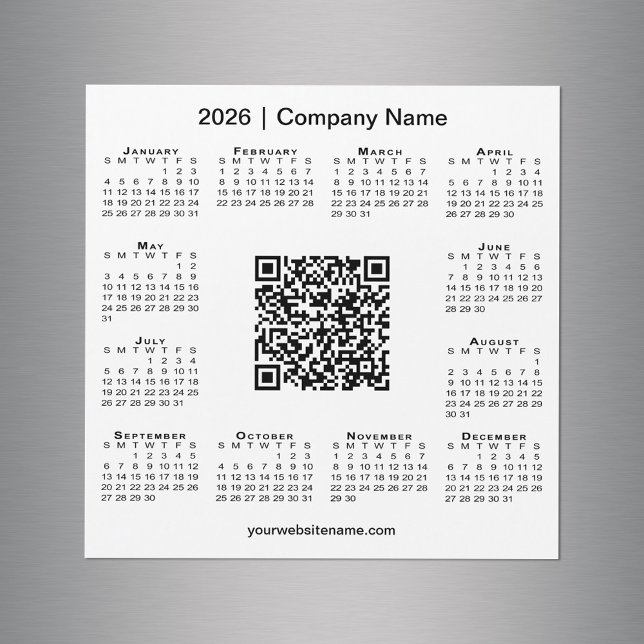 2026 Calendar Custom Business QR Code White Magnet (2026 Calendar Custom Business QR Code White Magnet in situ)