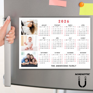 2026 Calendar Custom Name Photo Collage Magnet