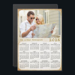 2026 Calendar Custom Photo Family Name Magnet Card<br><div class="desc">This 2026 photo calendar magnetic card template allows to create your own useful gift for the loved ones. The soft beige vintage style background make it stylish and unique. Click "Personalize" ("View Product Details" / "Personalize") and change the picture to get the result with the same stylish frame-look edges around...</div>
