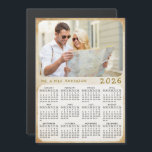 2026 Calendar Custom Photo Family Name Magnet Card<br><div class="desc">This 2026 photo calendar magnetic card template allows to create your own useful gift for the loved ones. The soft beige vintage style background make it stylish and unique. Click "Personalize" ("View Product Details" / "Personalize") and change the picture to get the result with the same stylish frame-look edges around...</div>