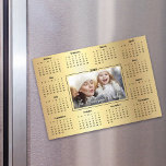 2026 Calendar Custom Photo Gold Foil Family Magnet<br><div class="desc">Create this usable keepsake for you family and friends so they will remember you year-round with this graphic, elegant 2026 calendar magnet card. Bold white handwritten script typography, your custom photo and a simple, modern 12 month calendar overlay a faux gold ombre foil background. Personalize with the photo of your...</div>