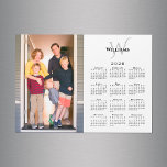 2026 Calendar Custom Photo Monogram Name Magnet<br><div class="desc">Modern 2026 calendar magnet card features your vertical photo on the left and your monogram and name above the black calendar on the right on a white background. Replace the sample image and text with your own in the sidebar. Makes a great stocking stuffer or holiday gift for family. Includes...</div>
