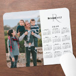 2026 Calendar Custom Photo Monogram Name on White Mouse Pad<br><div class="desc">Modern 2026 calendar features your photo on the left and your monogram and name above the vertical black calendar on the right on a white background. Replace the sample image and text with your own in the sidebar. Makes a great gift for family. If you'd like to change the white...</div>