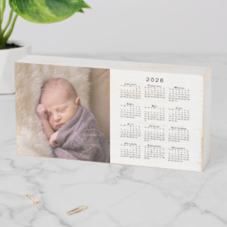 2026 Calendar Custom Photo on White Wooden Box Sign