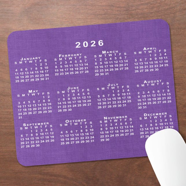 2026 Calendar Custom Photo Purple Linen Texture Mouse Pad (2026 Calendar Custom Photo Purple Linen Texture Mouse Pad, in situ)