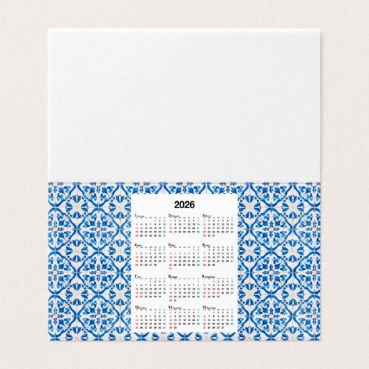 2026 Calendar Design – Unique Yearly Azulejo  (Outside Unfolded)