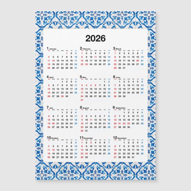 2026 Calendar Design – Unique Yearly Azulejo  (Front)