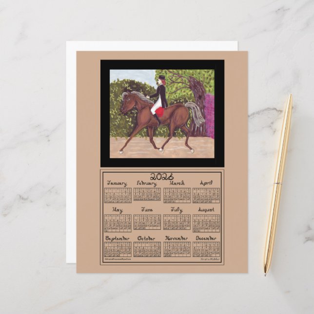 2026 Calendar Dressage Horse Sport Fabric Font (Front/Back In Situ)