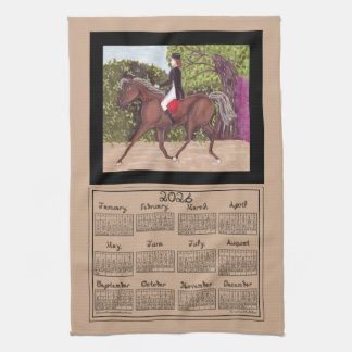 2026 Calendar Dressage Horse Sport Fabric Font Kitchen Towel