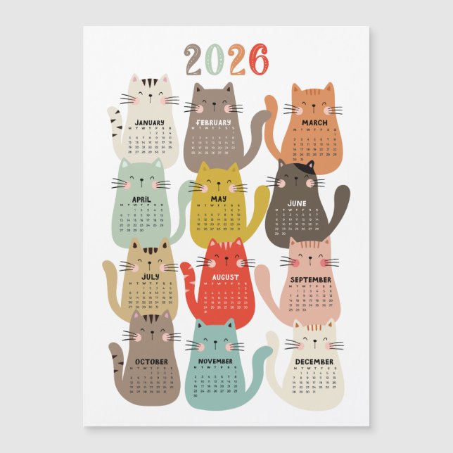 2026 Calendar Earth Tones Cats (Front)