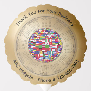 2026 Calendar Editable Thank You For Your Business Balloon