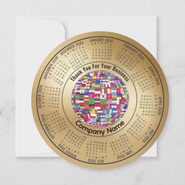 2026 Calendar Editable Thank You For Your Business Holiday Card (Back)