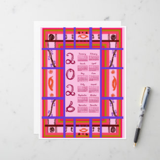 2026 Calendar Girl Power Curvy Plaid Berry Fabric 