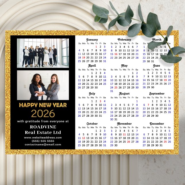 2026 Calendar Gold Black Business 2 Photo Magnetic (Creator Uploaded)