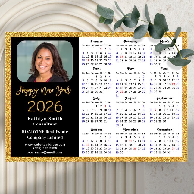 2026 Calendar Gold Black Business Photo Magnetic (Creator Uploaded)