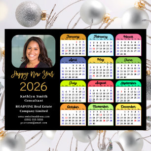 2026 Calendar Gold Black Business Photo Magnetic
