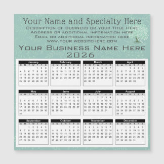 2026 Calendar Heart Leaf Tree Floral Mint Green