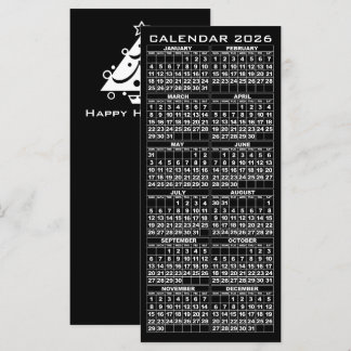 2026 Calendar Holidays Rack Card Black Tree