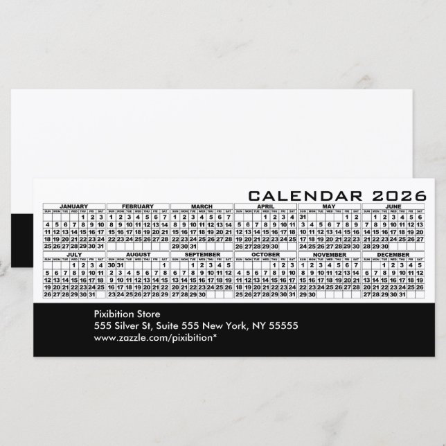 2026 Calendar Holidays Rack Card White (Front/Back)