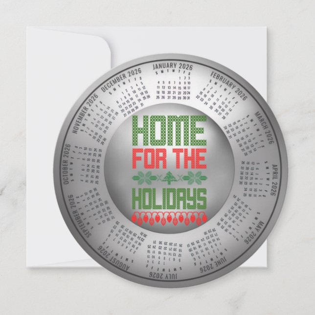 2026 Calendar Home For The Holidays Round Card (Front)