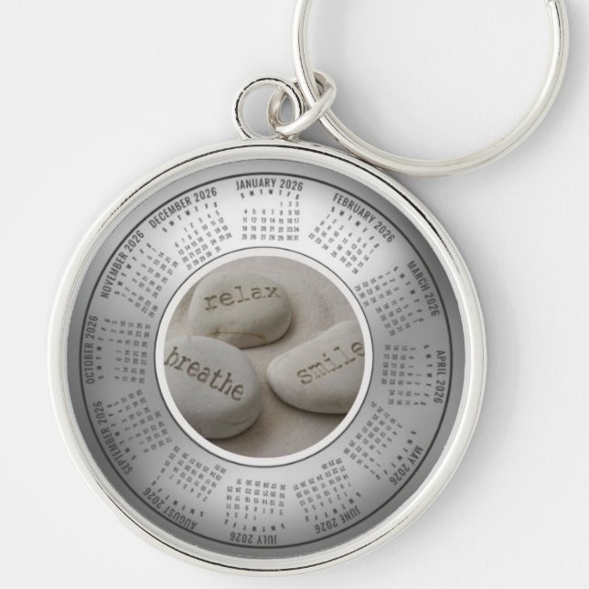 2026 Calendar Keychain Breathe Relax Smile (Front)