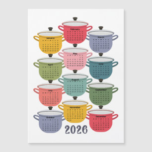 2026 Calendar Kitchen Colorful Cookware
