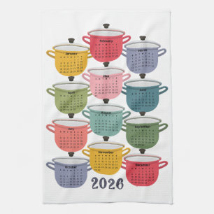 2026 Calendar Kitchen Colorful Cookware Towel