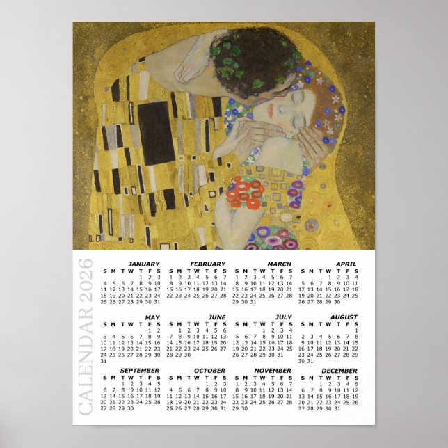 2026 Calendar, Large, The Kiss / Gustav Klimt Poster (Front)