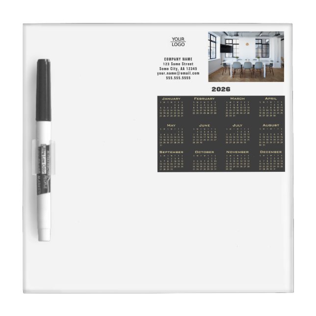 2026 Calendar Logo Company Photo Dry Erase Board (Front)