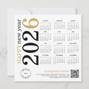 2026 Calendar Logo QR Code Happy New Year Holiday Card
