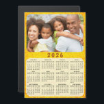 2026 Calendar Magnet Family Photo Golden Yellow<br><div class="desc">This 2026 family photo calendar magnet with a golden yellow background is easy to personalize with your custom picture using the template. Click "Personalize" ("View Product Details" / "Personalize") and change the picture to get the result with the same stylish frame-look edges around it. Make your own calendar as a...</div>