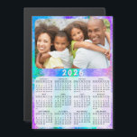 2026 Calendar Magnet Family Photo Holographic<br><div class="desc">This 2026 family photo calendar magnet with a faux iridescent holographic background is easy to customize with your personal picture using the template. Create your own calendar as a practical gift for family, couples, grandparents, friends, workmates, or colleagues for Christmas, New Year, Thanksgiving Day, or as a keepsake to your...</div>