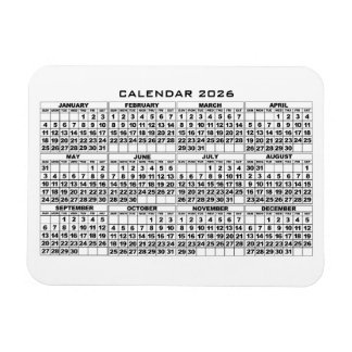 2026 Calendar Magnet White