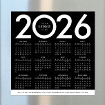 2026 Calendar Minimalist Business Logo Black White<br><div class="desc">Create promotional 2026 calendars with your custom company logo using this minimalist black and white calendar design. Great to use as a marketing tool or end-of-year gift for clients and employees. Featuring a bold design with your business logo and contact details these 2026 calendar magnetic cards can suit any professional...</div>