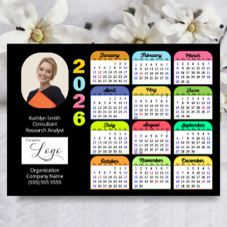 2026 Calendar Modern Business Photo Logo Magnetic