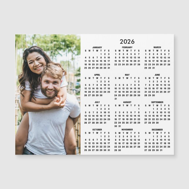 2026 Calendar Modern Simple Photo Magnet (Front)