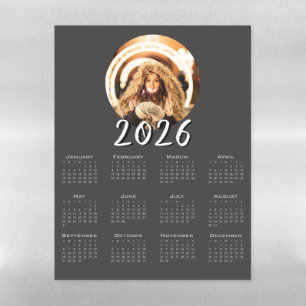 2026 Calendar Modern Simple Round Photo Magnetic Dry Erase Sheet