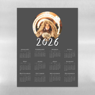 2026 Calendar Modern Simple Round Photo Magnetic Dry Erase Sheet