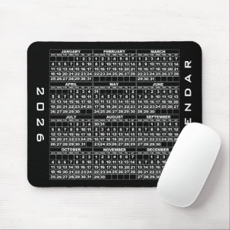 2026 Calendar Mousepad Black