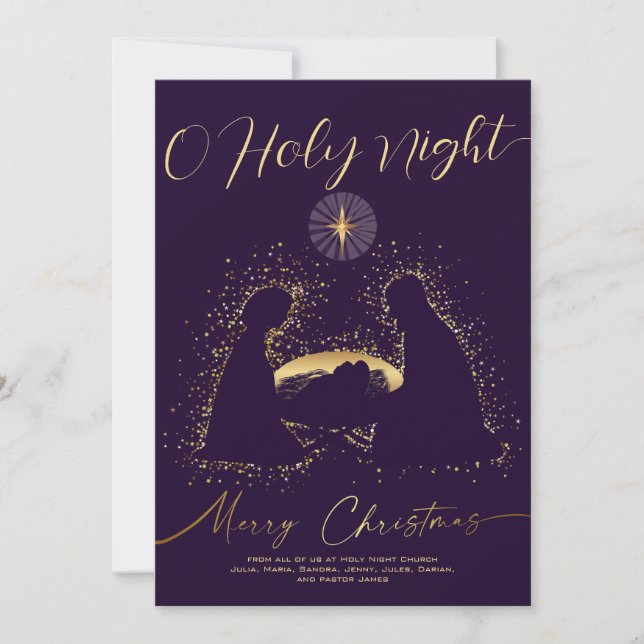 2026 Calendar Nativity Manger O Holy Night Script Holiday Card (Front)