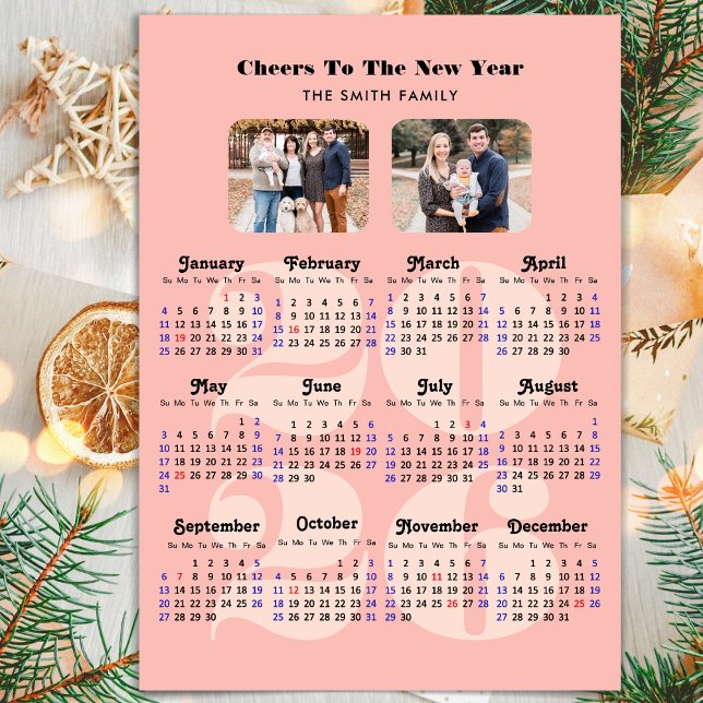 2026 Calendar New Year Elegant Pink Magnetic (Creator Uploaded)