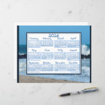 2026 Calendar Ocean Waves Beach Rocks Fabric Font