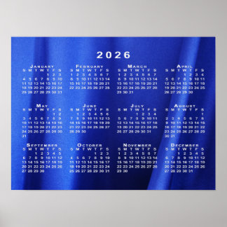 2026 Calendar on Blue Abstract Photo Template Poster