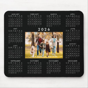 2026 Calendar One Photo Personalized Custom Colors Mouse Pad